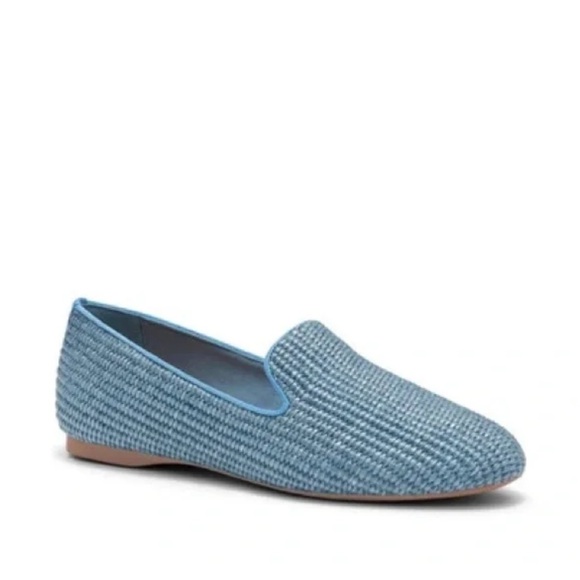 Birdies Starling Flat in Sky Blue Raffia - Picture 1 of 7